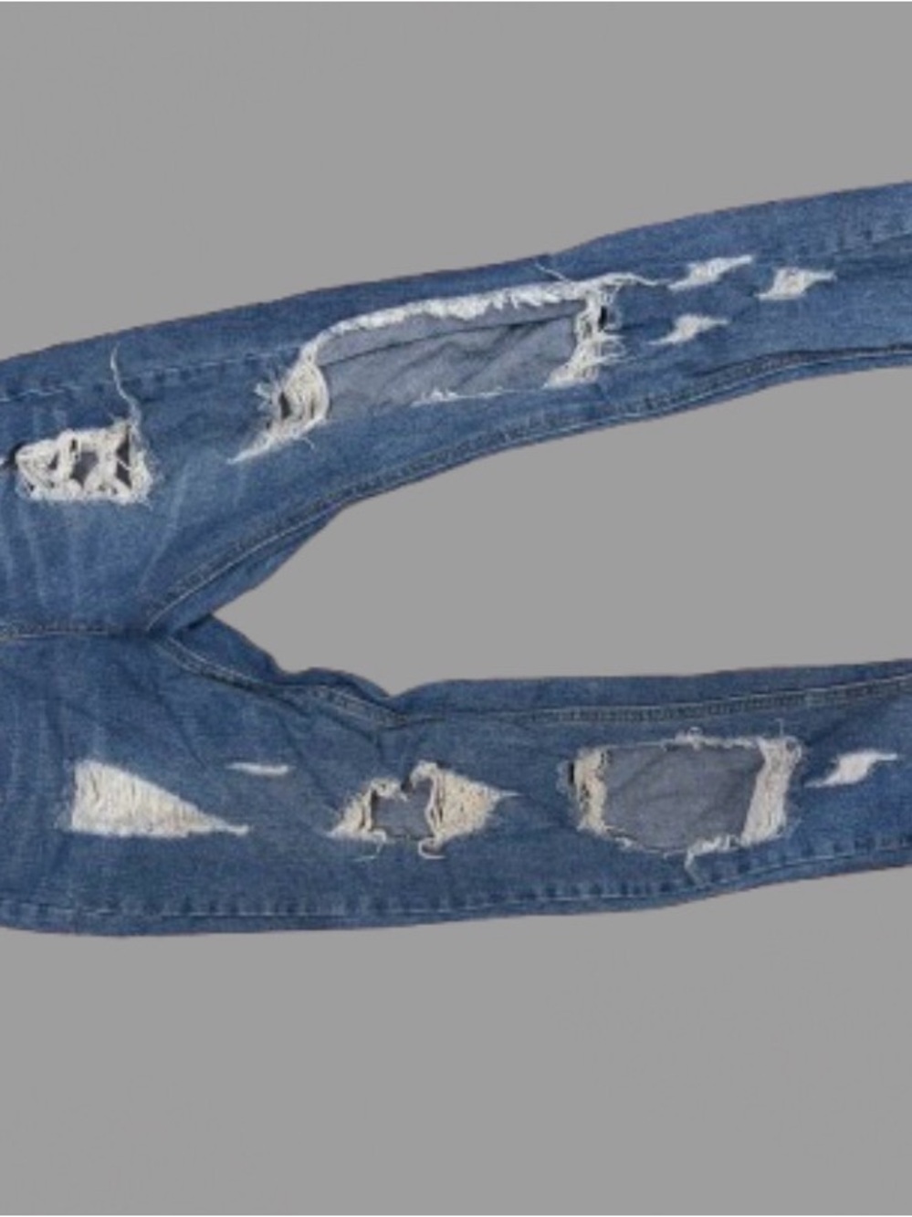 Fashion Nova Women's Blue Distressed Ankle Crop Jeans